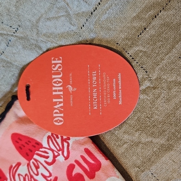 OPALHOUSE pink/red Kitchen Towel 100% Cotton Tea towel NWT - Picture 3 of 5